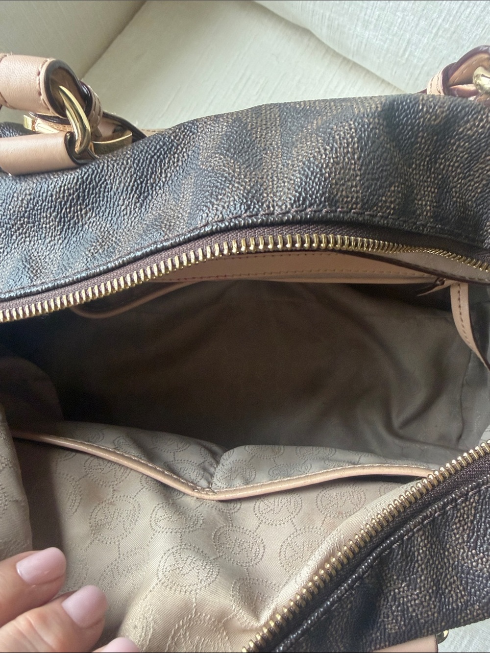 Michael Kors Dark Brown Monogram Satchel - Picture 7 of 10